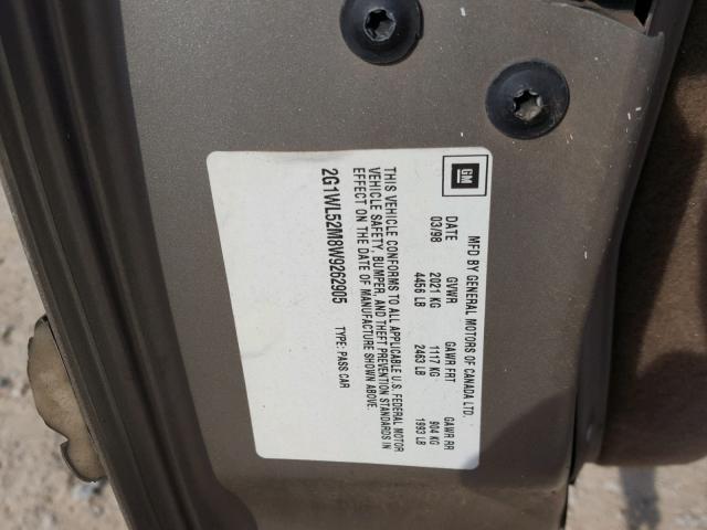 2G1WL52M8W9262905 - 1998 CHEVROLET LUMINA BAS BEIGE photo 10