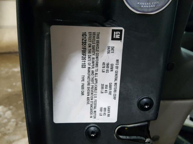 1G1ZS51F86F261103 - 2006 CHEVROLET MALIBU LS 石墨色 照片 10