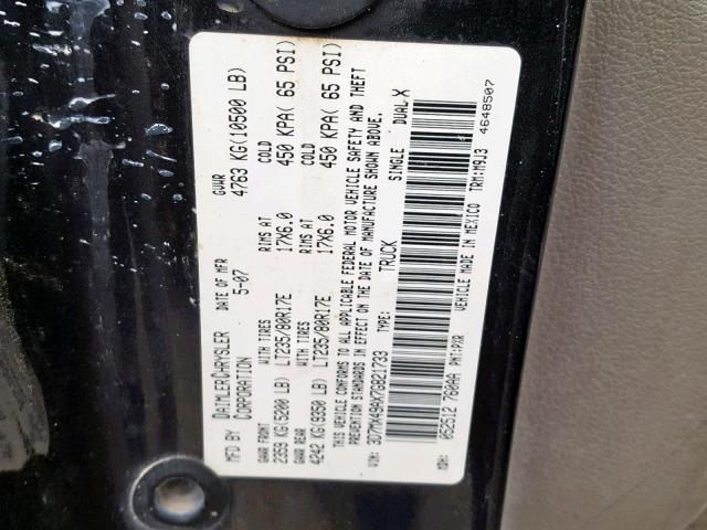 3D7MX49AX7G821733 - 2007 DODGE RAM 3500 BLACK photo 10