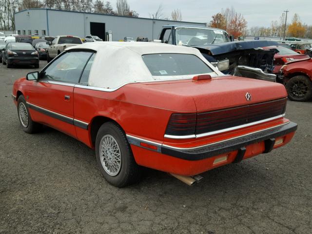 1C3XJ45JXKG272798 - 1989 CHRYSLER LEBARON RED photo 3