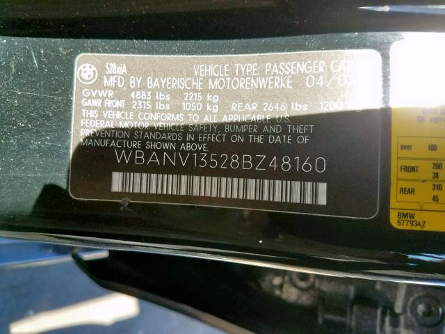 WBANV13528BZ48160 - 2008 BMW 528 XI BLUE photo 10
