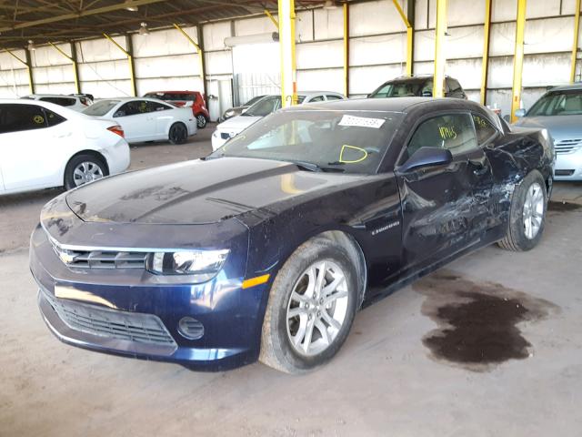 2G1FB1E38F9275023 - 2015 CHEVROLET CAMARO LS BLUE photo 2