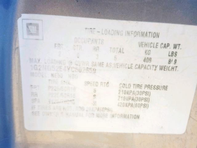 1G2NG52E4YC502659 - 2000 PONTIAC GRAND AM S GRAY photo 10