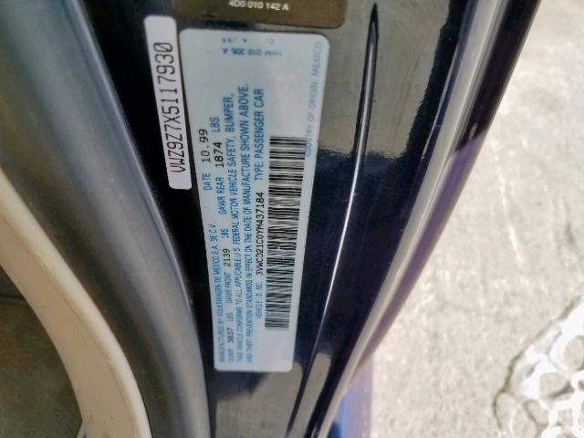 3VWCD21C0YM437184 - 2000 VOLKSWAGEN NEW BEETLE 蓝色 照片 10