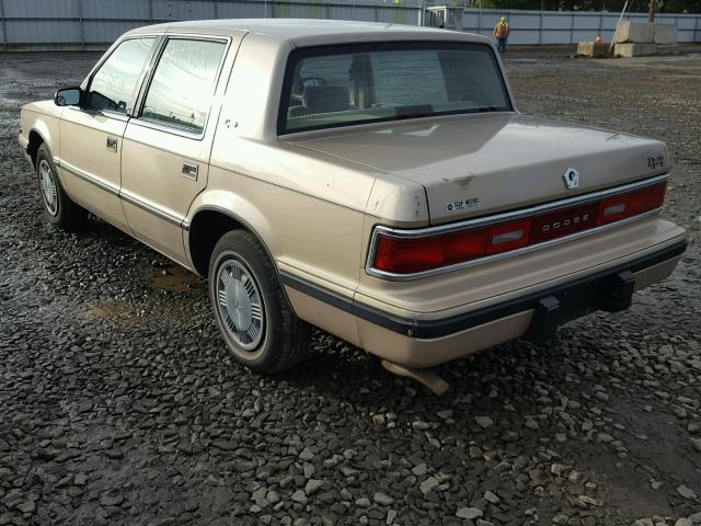 1B3XC46R1MD231959 - 1991 DODGE DYNASTY TAN photo 3