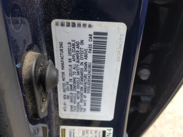 5Y2SL62834Z461961 - 2004 PONTIAC VIBE BLUE photo 10