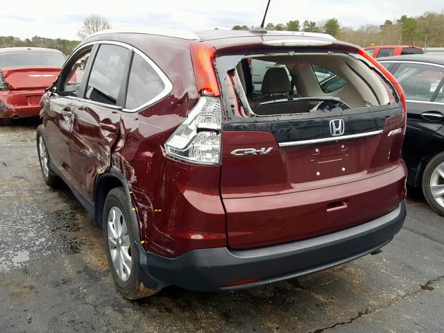 5J6RM4H70EL119896 - 2014 HONDA CR-V EXL BURGUNDY photo 3