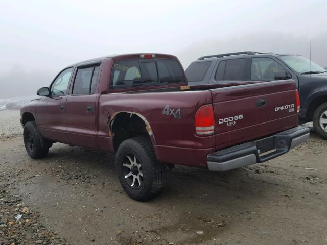 1D7HG48X73S227448 - 2003 DODGE DAKOTA QUA MAROON photo 3