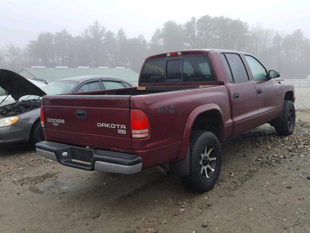 1D7HG48X73S227448 - 2003 DODGE DAKOTA QUA MAROON photo 4