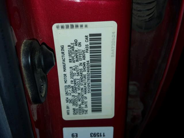 5Y2SP67859Z468284 - 2009 PONTIAC VIBE RED photo 10