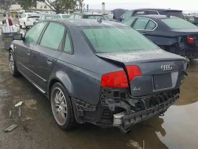 WAUBF78EX8A146022 - 2008 AUDI A4 S-LINE GRAY photo 3