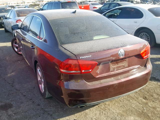 1VWBH7A31CC087314 - 2012 VOLKSWAGEN PASSAT SE MAROON photo 3