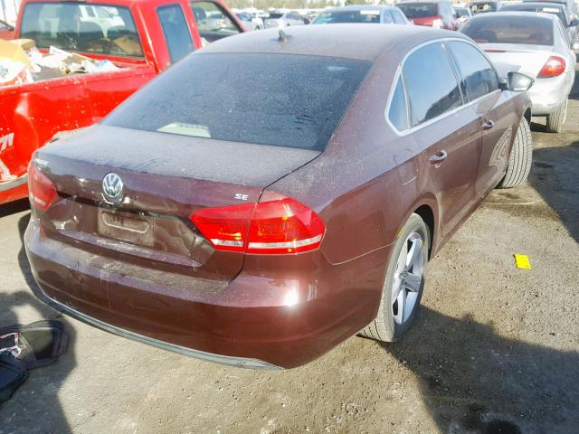 1VWBH7A31CC087314 - 2012 VOLKSWAGEN PASSAT SE MAROON photo 4