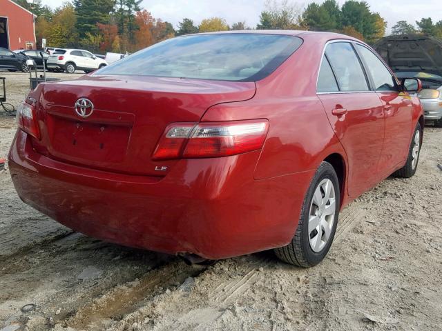 4T1BE46K17U097735 - 2007 TOYOTA CAMRY CE RED photo 4