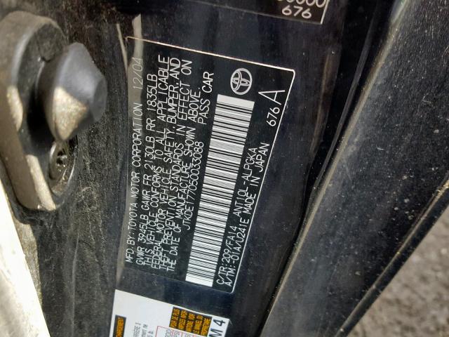 JTKDE177050033088 - 2005 TOYOTA SCION TC 黑色 照片 10