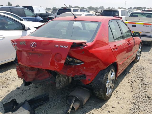 JTHBD192430066514 - 2003 LEXUS IS 300 RED photo 4