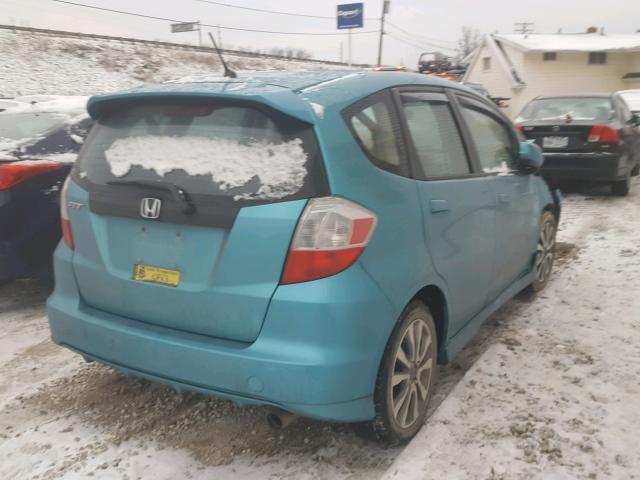 JHMGE8H5XDC047750 - 2013 HONDA FIT SPORT TEAL photo 4