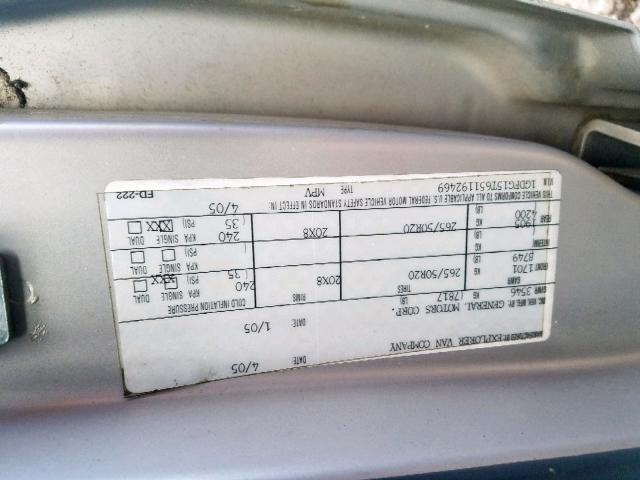 1GDFG15T651192469 - 2005 GMC SAVANA RV SILVER photo 10