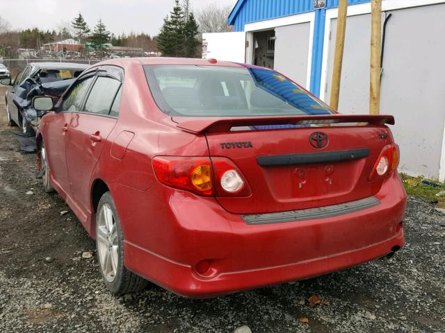 2T1BE40E39C022963 - 2009 TOYOTA COROLLA XR RED photo 3