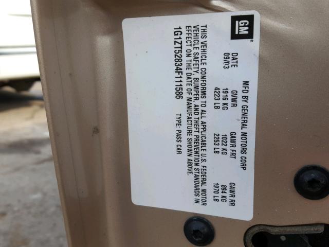 1G1ZT52834F111586 - 2004 CHEVROLET MALIBU LS 棕色 照片 10