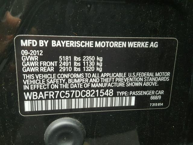 WBAFR7C57DC821548 - 2013 BMW 535 I BLACK photo 10