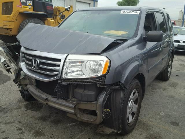 5FNYF4H25DB062158 - 2013 HONDA PILOT LX GRAY photo 2