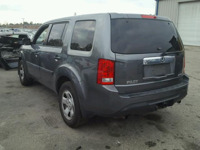 5FNYF4H25DB062158 - 2013 HONDA PILOT LX GRAY photo 3