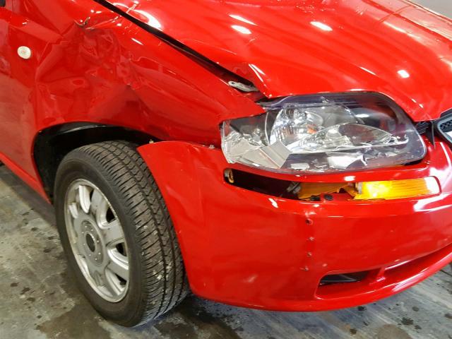 KL1TD52625B424332 - 2005 CHEVROLET AVEO BASE Қызыл фото 9