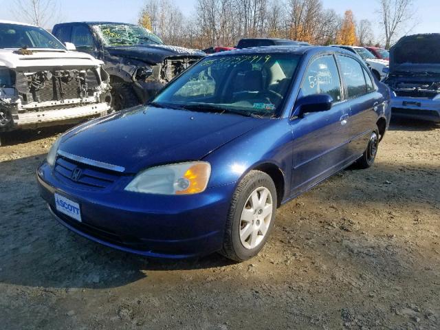 1HGES26802H523916 - 2002 HONDA CIVIC EX BLUE photo 2