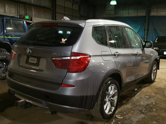 5UXWX7C5XDL983195 - 2013 BMW X3 XDRIVE3 GRAY photo 4