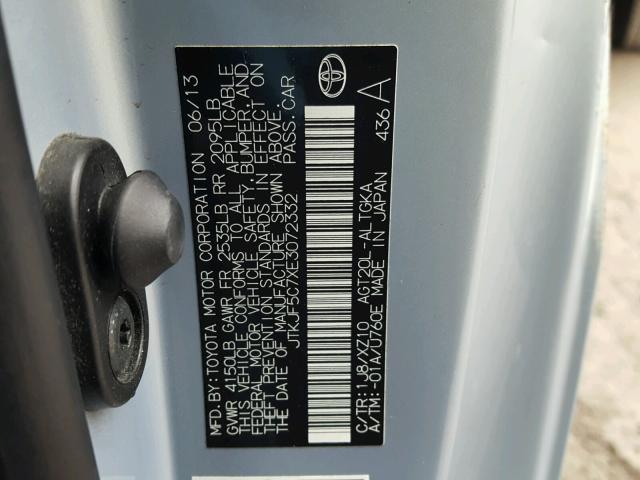 JTKJF5C7XE3072332 - 2014 TOYOTA SCION TC 蓝色 照片 10