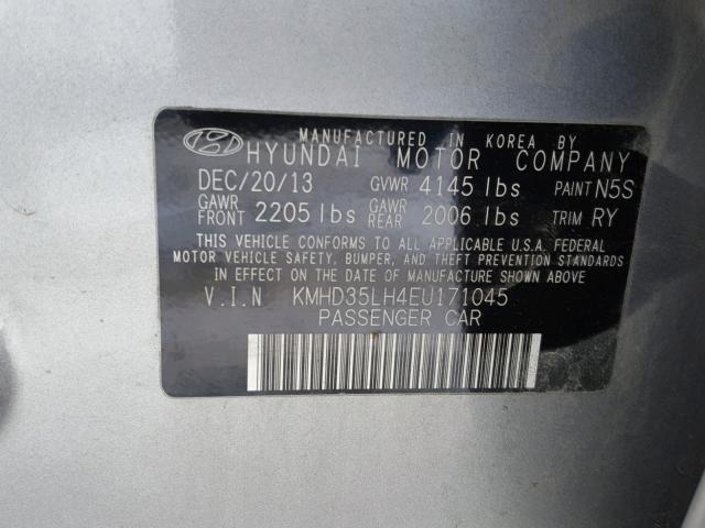 KMHD35LH4EU171045 - 2014 HYUNDAI ELANTRA GT SILVER photo 10