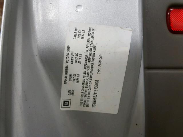 1G1NE52J116136526 - 2001 CHEVROLET MALIBU LS Gümüş foto 10