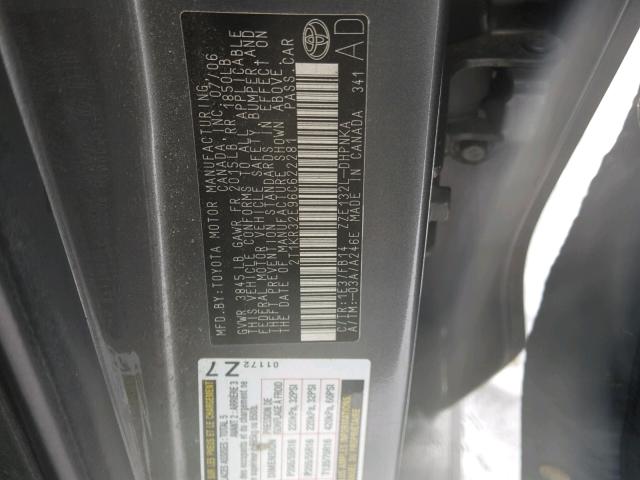 2T1KR32E96C622281 - 2006 TOYOTA COROLLA MA SILVER photo 10