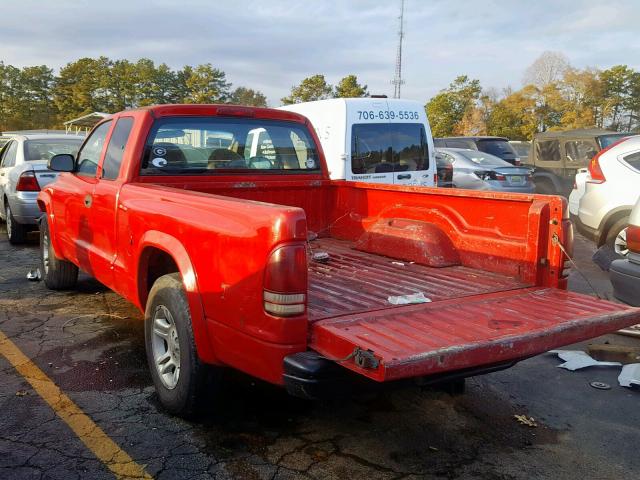 1D7GL12K54S708786 - 2004 DODGE DAKOTA SXT RED photo 3