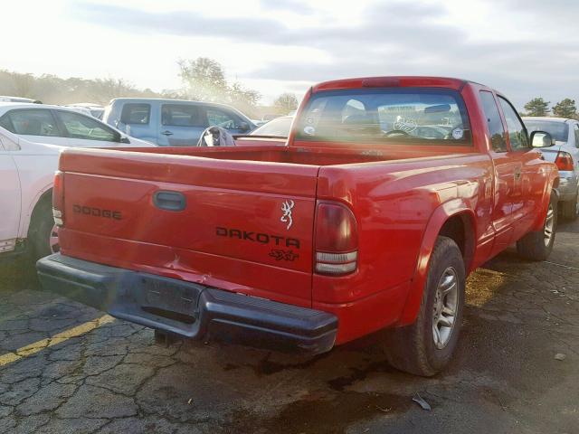 1D7GL12K54S708786 - 2004 DODGE DAKOTA SXT RED photo 4