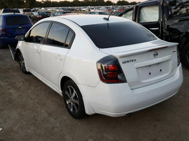 3N1AB6AP8CL766887 - 2012 NISSAN SENTRA 2.0 WHITE photo 3