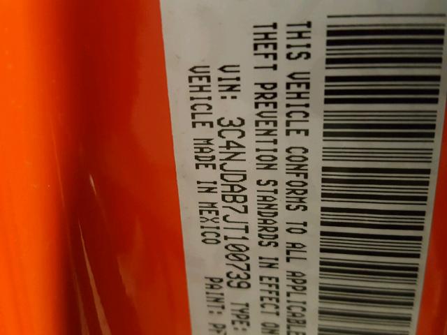 3C4NJDAB7JT100739 - 2018 JEEP COMPASS SP წითელი ფოტო 10