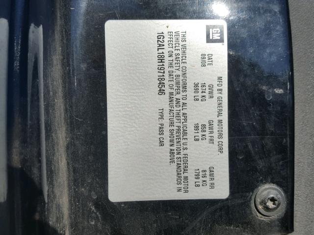 1G2AL18H197184546 - 2009 PONTIAC G5 BLACK photo 10