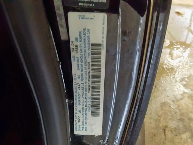 3VWBK31C44M421605 - 2004 VOLKSWAGEN NEW BEETLE 黑色 照片 10