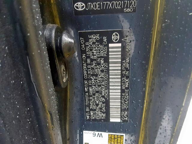 JTKDE177X70217120 - 2007 TOYOTA SCION TC 蓝色 照片 10