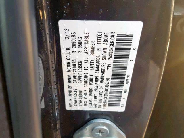 JH4CU2F63DC006726 - 2013 ACURA TSX TECH BLACK photo 10