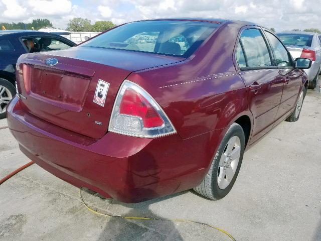 3FAHP07Z87R122995 - 2007 FORD FUSION SE MAROON photo 4