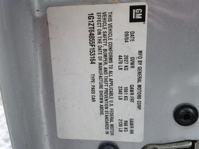 1G1ZT64855F153164 - 2005 CHEVROLET MALIBU MAX 银色 照片 10