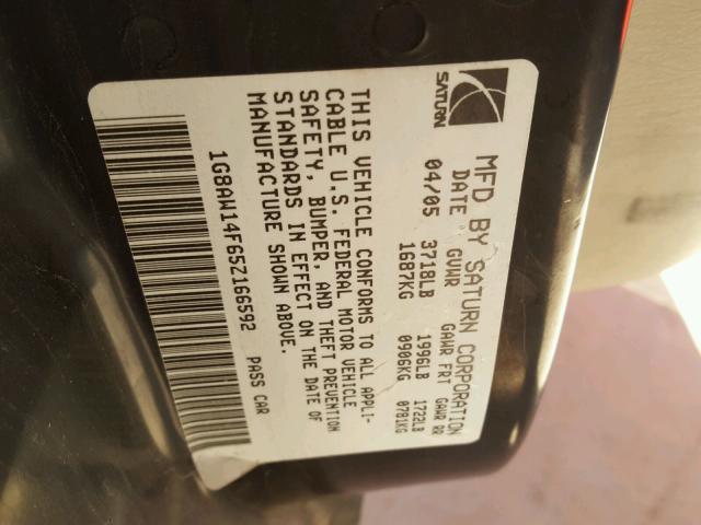 1G8AW14F65Z166592 - 2005 SATURN ION LEVEL RED photo 10