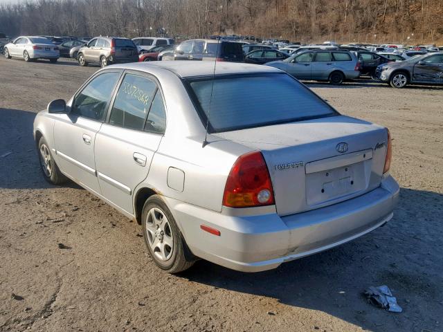 KMHCG45C45U668320 - 2005 HYUNDAI ACCENT GL SILVER photo 3