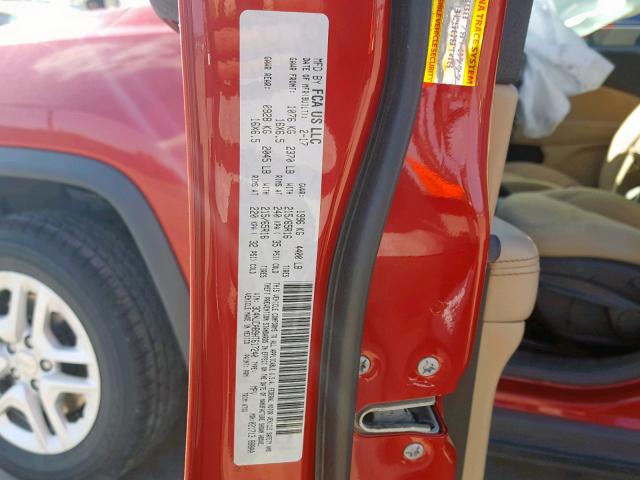 3C4NJCAB9HT617240 - 2017 JEEP COMPASS SP 红色 照片 10