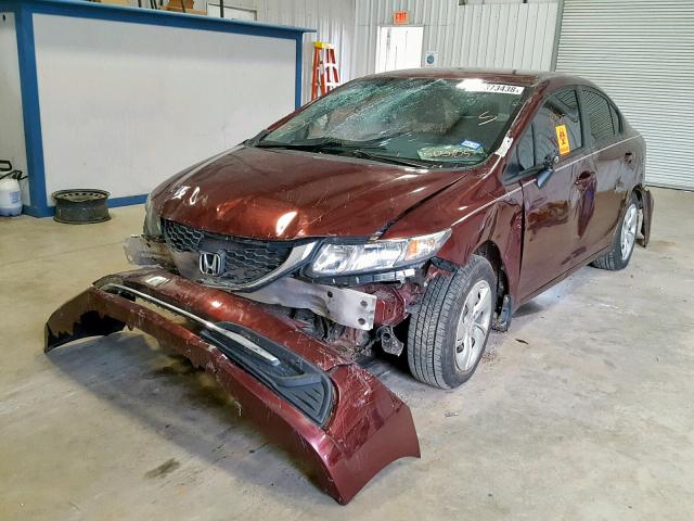 2HGFB2F58EH503105 - 2014 HONDA CIVIC LX RED photo 2