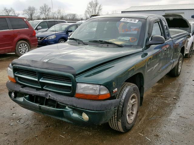 1B7GL22X1YS746825 - 2000 DODGE DAKOTA GREEN photo 2