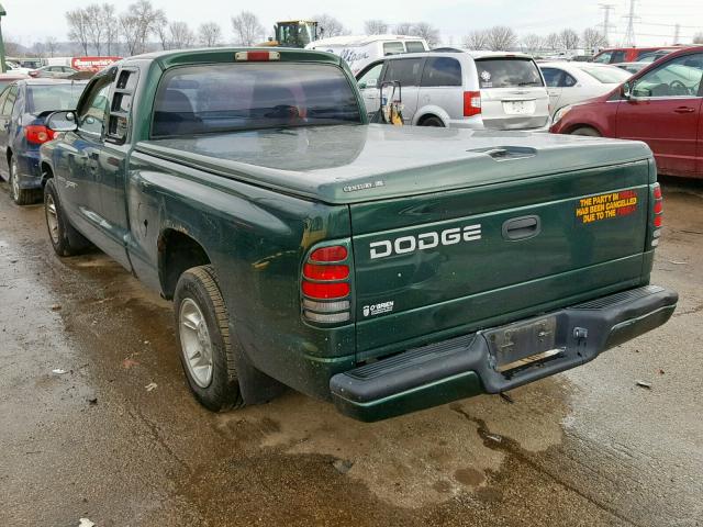 1B7GL22X1YS746825 - 2000 DODGE DAKOTA GREEN photo 3